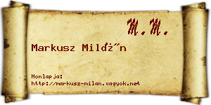Markusz Milán névjegykártya